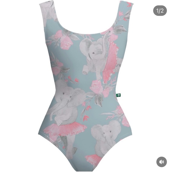 SOLD Luckyleo Leotard Crescent Style, Archived Print (Elephants in Tutus), Large - Picture 5 of 6